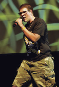 Junior digital audio major Benny Bowden sings "Right Now" Tuesday night in Albert Taylor Hall. Yohan Kim/The Bulletin