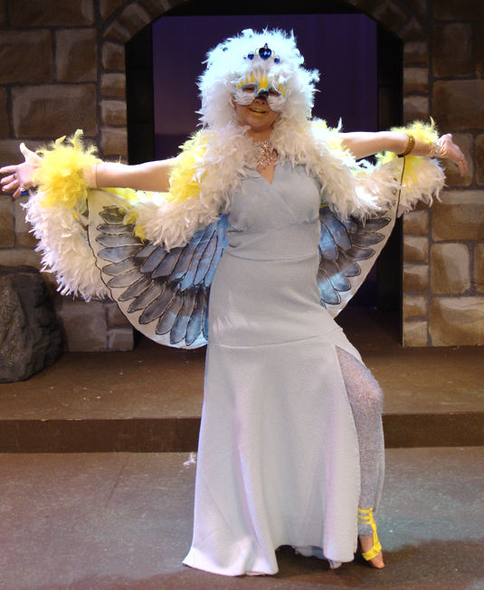 Susan Mai, costume designer and ESU Professor, has models wear her costumes for The Birds production at ESU on Thursday in King Hall. Each of her costumes was selected to appear in the Kennedy Center American College Theatre Festival parade in Des Moines, Iowa.&#160;