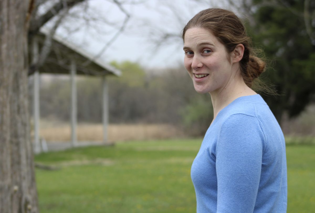 Heather Kraus, a biology graduate student, talks about the tree where she hangs a hammock in warm weather on Saturday at the Ross Natural History Reservation. Kraus currently lives on the natural history reservation and served as the land&#8217;s primary caretaker during the fall semester.