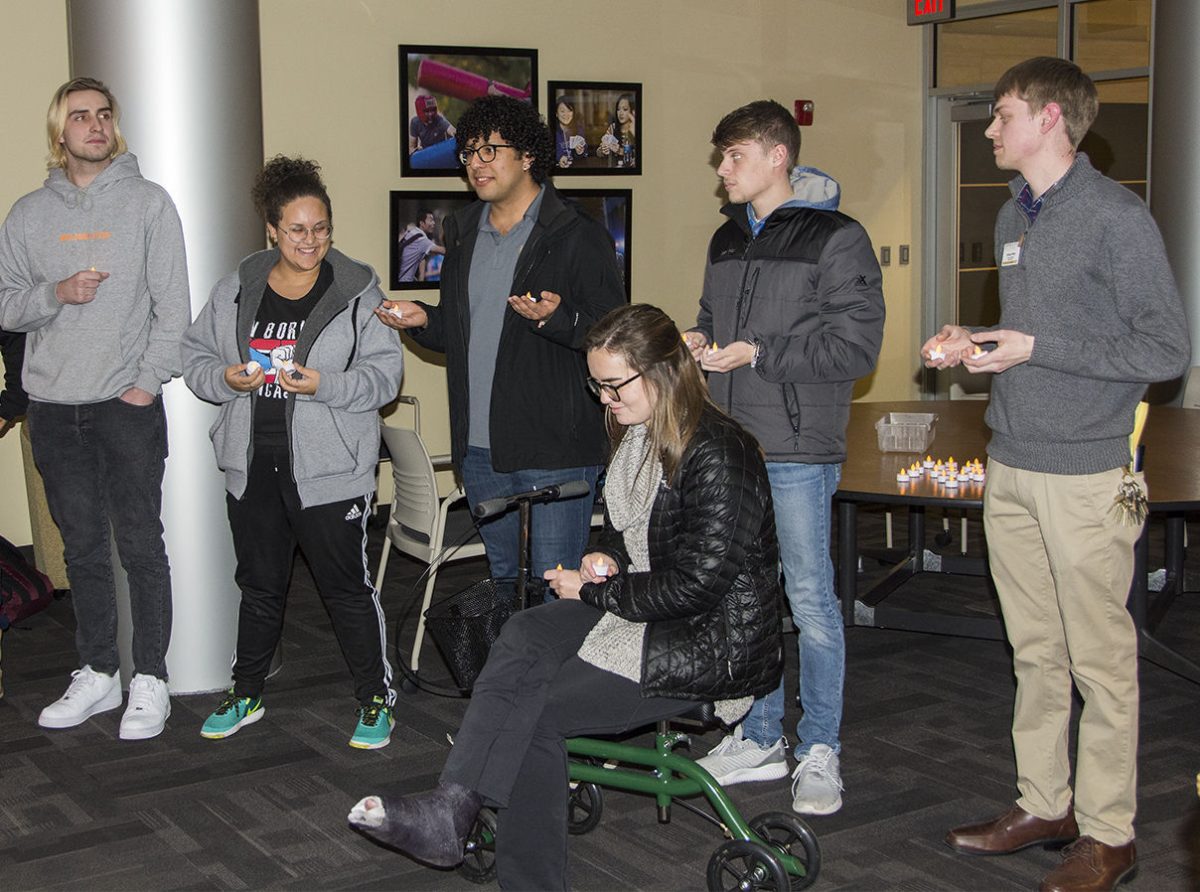 Students and faculty attended the candlelight vigil, the first event of Martin Luther King Jr. celebration week, Monday in the Center for Student Involvement. The next MLK event is guest speaker Kevin Powell at 6 p.m. on tomorrow in Skyline.&#160;