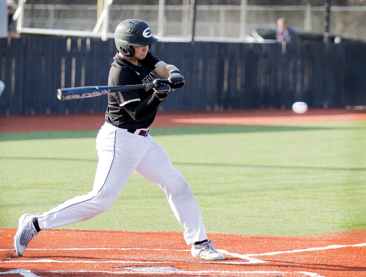 Mason Brown, senior catcher, bats against Fort Hayes State University Friday at the Trusler Sports Complex. After the two wins on Friday, the team holds a 17-12 for the season.