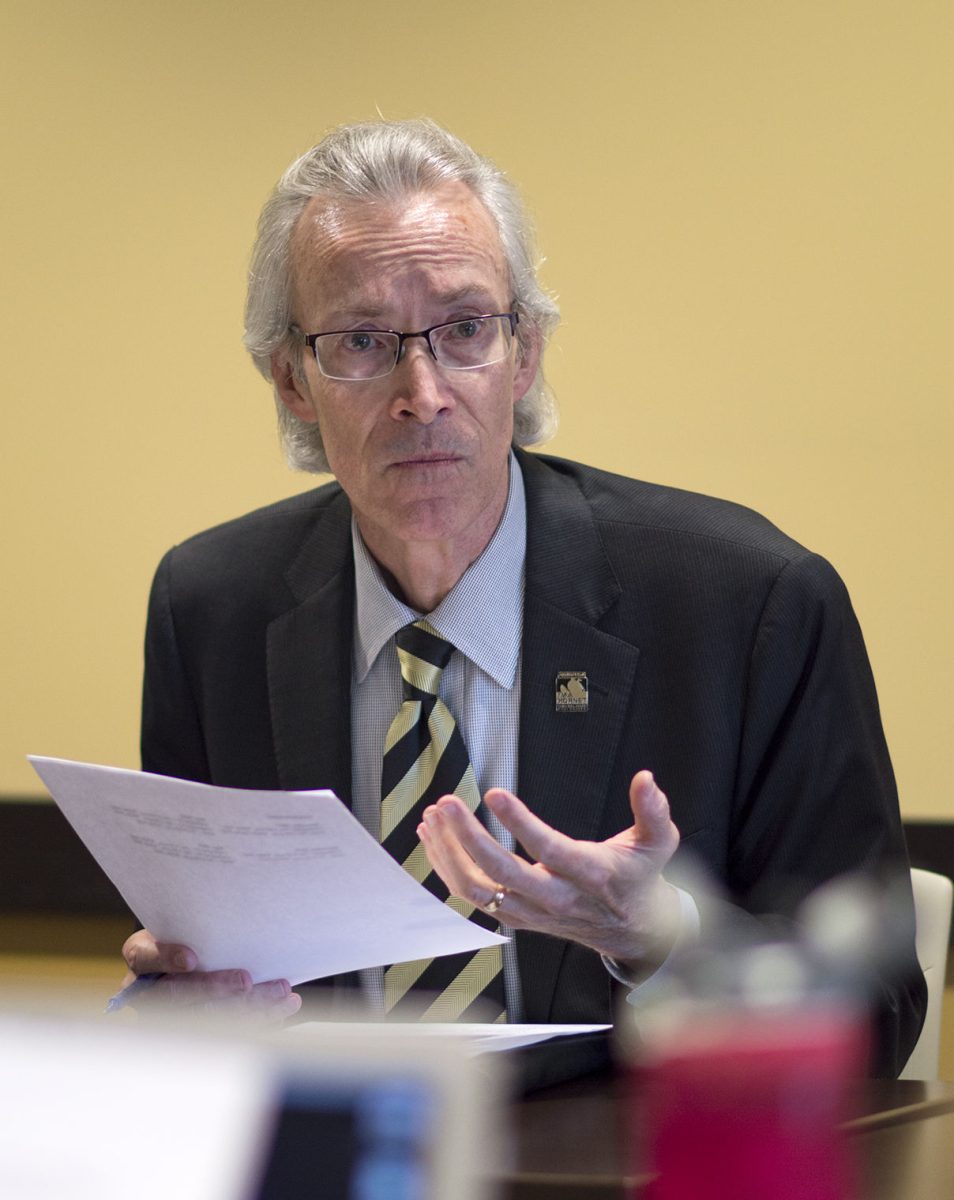 David Cordle, provost, discusses Title IX position requirements during the FAC meeting. Cordle provided a few ideas in regards to the vacant position.&#160;