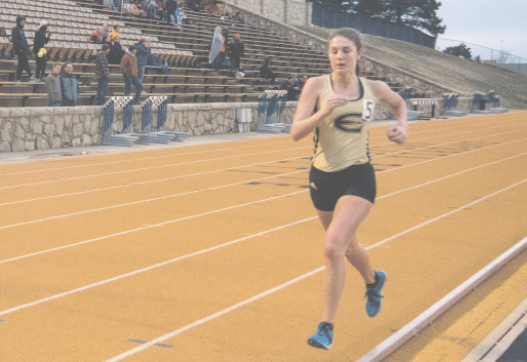 Hannah Showalter, freshman distance runner, competes in her first collegiate outdoor competition Saturday at Welch Stadium. Showalter ran 19:02.43 to capture the woman&#8217;s 5,000 meter championship.