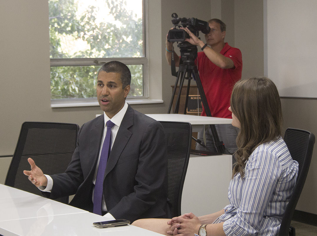 Ajit Pai, Federal Communications Commission Chairperson speaks at the broadband round table on Sept. 19 in Cremer Hall School of Business. The theme of the roundtable was &#8216;Closing the Digital Divide.&#8217;&#160;