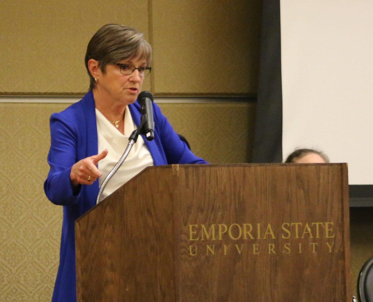 Gov. Laura Kelly speaks with middle and high school students during Constitution Day on Sept. 17. &#8220;I want to thank all of you students for being here today,&#8221; Kelly said. &#8220;You are the future of our country and our state.&#8221;
