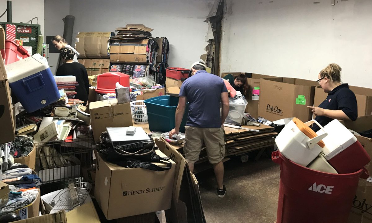 Emporia State students organize donations for the Salvation Army.&#160;ESU serves volunteers also helped remodel flower beds at Cross winds.&#160;