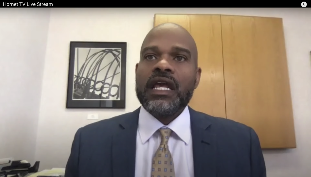 During a Zoom call to discuss the protests going on around the country and the Black Lives Matter movement, Aswad Allen, chief diverstiy officer, leads the campus conversation on Friday, June 5.