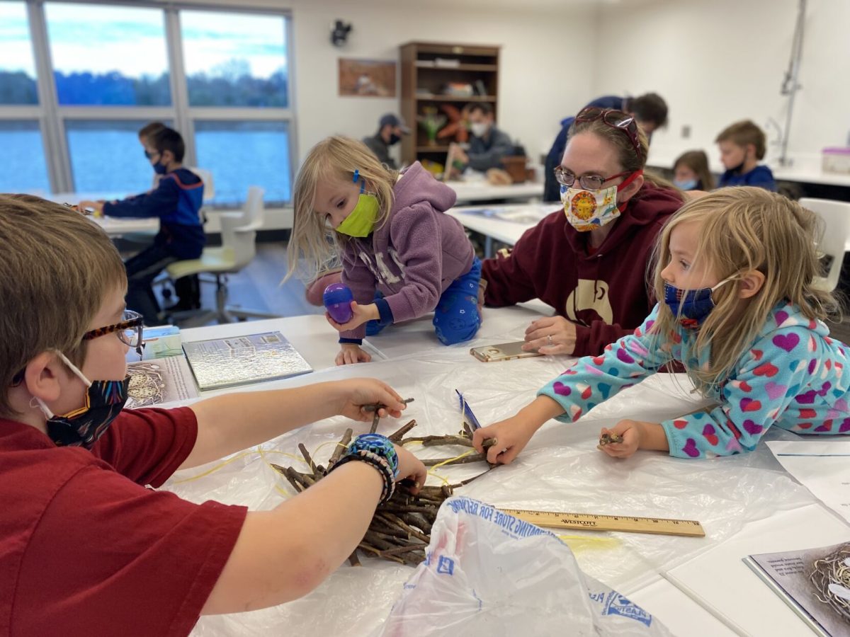 Local children from the community build nests with different supplies in order to understand the work put in by birds visiting Cheyenne Bottoms on Nov. 14 at the Prophet Aquatic Research and Outreach Center.