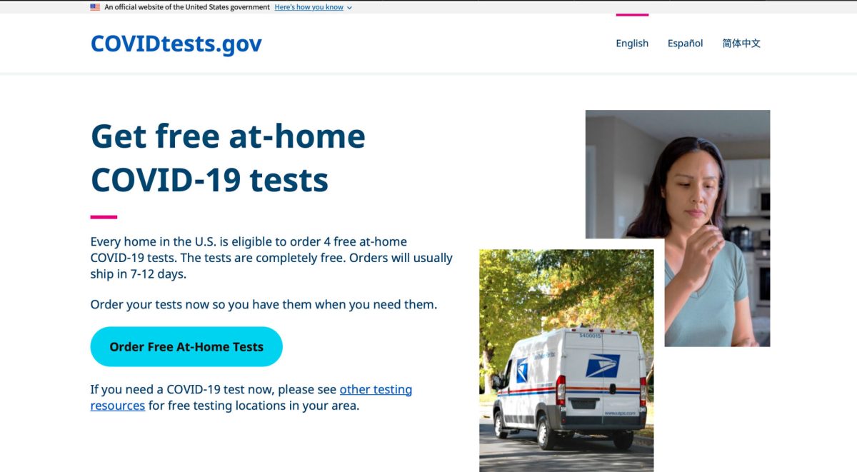 The secure COVID-19 testing kit website can be found at covidtests.gov and can be confirmed with the official government website message located at the top left corner of the screen. Here, anyone can order testing kits for free through the United States Postal Service.&#160;