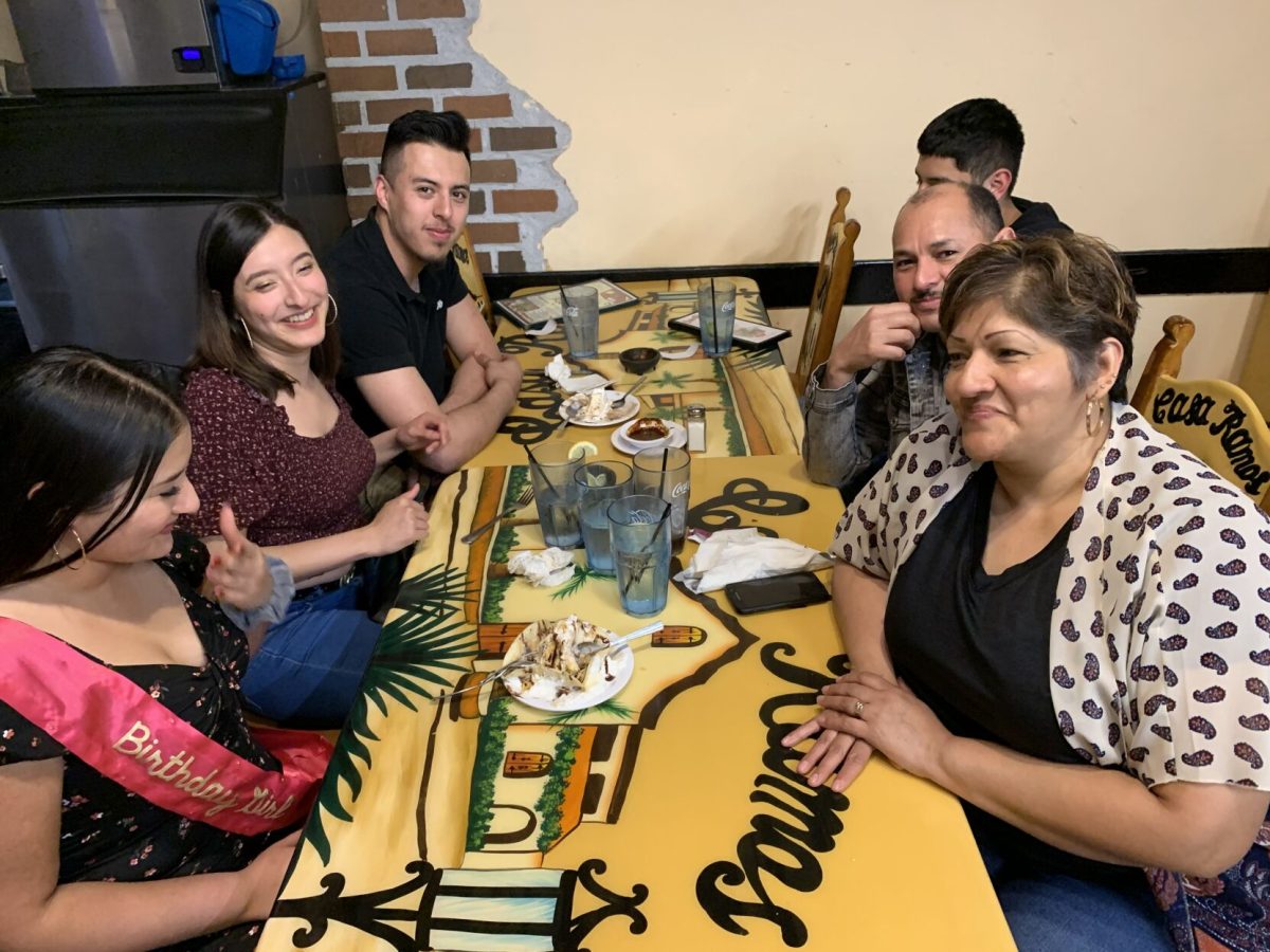 Jasmine Gonzalez, a graduate of Emporia State, and her family eat at Casa Ramos for the Eat for Guatemala fundraiser. This fundraiser supported Galvez Molina&#8217;s efforts to cover the student lunch fees for the children of Lemoa, Guatemala. &#160;&#160;