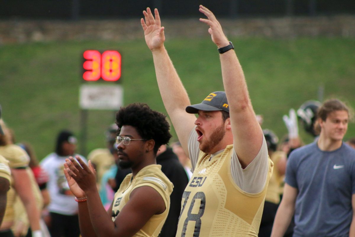 The Emporia State football team hosted a spring game on April 22 in Welch Stadium which consisted of the ESU football team playing a number of mini practice games with two different teams named after the university&#8217;s colors. Following the spring game, an ESU alumni game was played where graduated football players came back to Welch to play in a makeshift flag football game.&#160; Prior to the spring football game, ESU alumni tailgated in the ESU recreation center at 4 p.m., followed by legends game registration at 5:30 p.m. Following the spring game and the alumni flag football game was a social hour where current ESU football players, ESU alumni football players as well as fans of the sport were encouraged to meet for a social hour.&#160;
&#160;