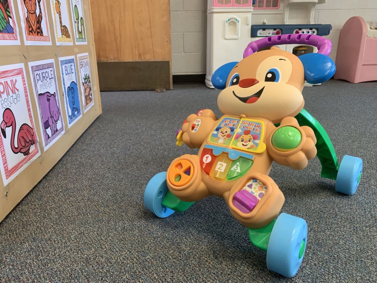 A toy to help children explore sensory learning and aid in walking sits in a Center for Early Childhood Education (CECE) classroom on Aug. 17. The center is scheduled to close Aug. 2023.