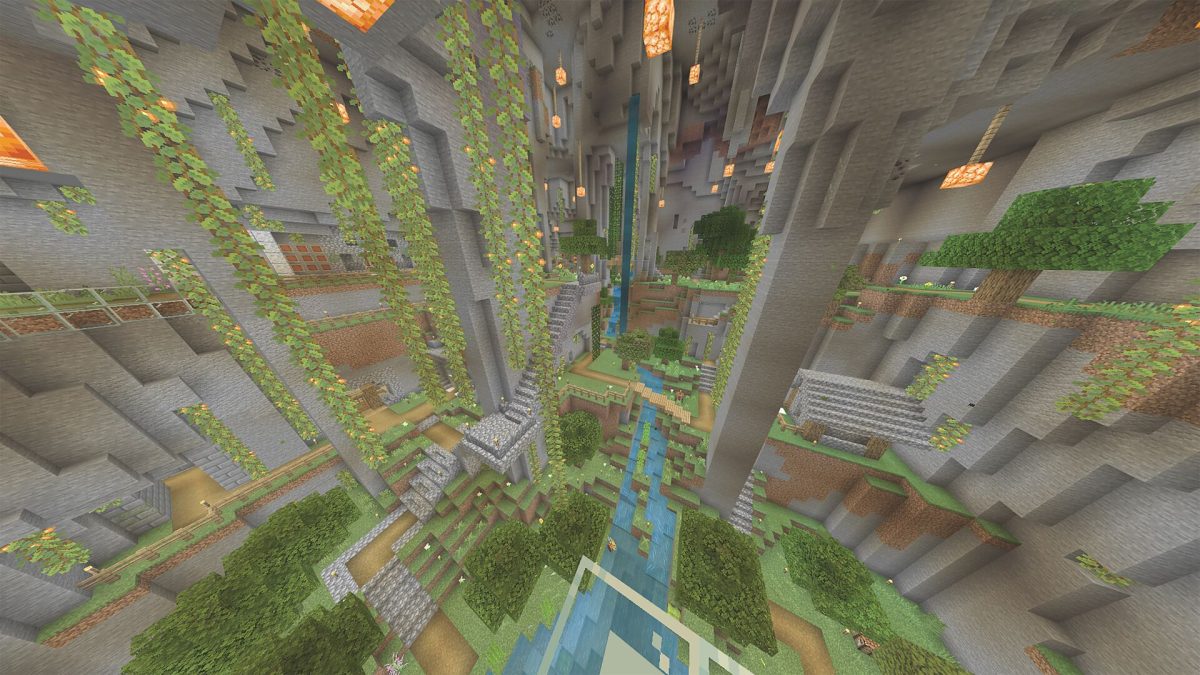 This residence, which is located in the Minecraft server, used to be a cave. With the addition of glowstone lamps and plenty of foliage, it has been transformed into a proper home.
