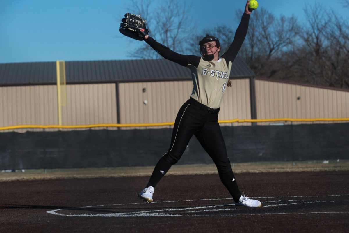 Senior pitcher Kelly Hipsher winds up a pitch in a game against Wayne State on Feb. 17.&#160;