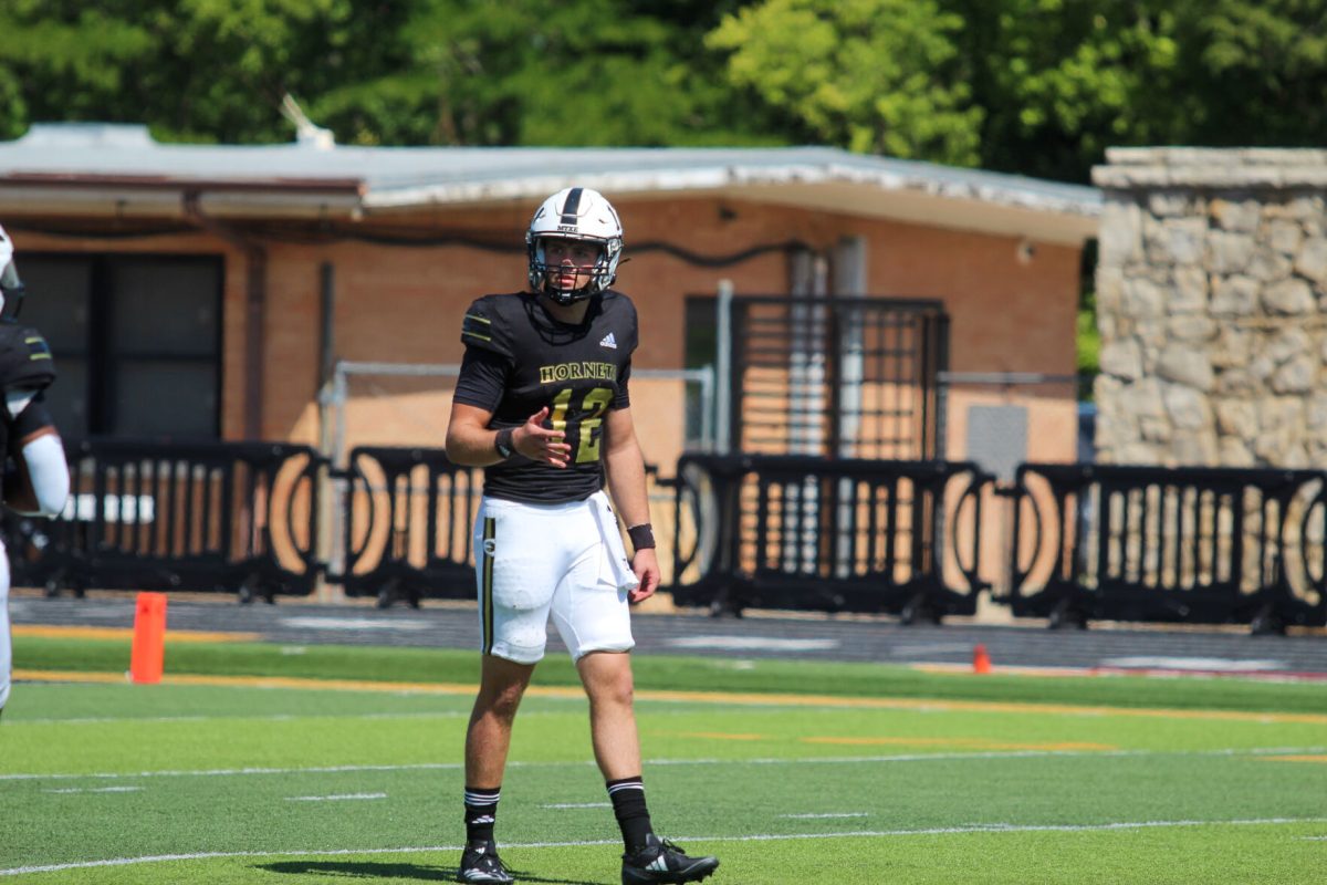 Starting quarterback Gunnar Gundy on the field during a game against Angelo State on Sept. 7.