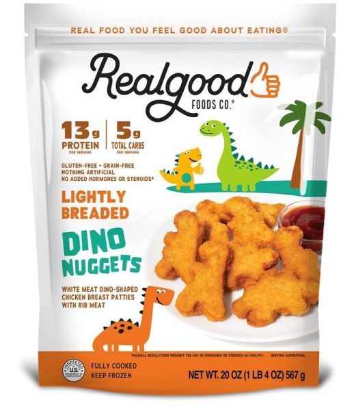 Real Good Foods’ first-ever kids’ product—Lightly Breaded Dino Nuggets—are made with white meat chicken, pack 13g of protein per serving, and are crafted without gluten, grains or artificial ingredients. Now available in the frozen aisle at select retailers nationwide.