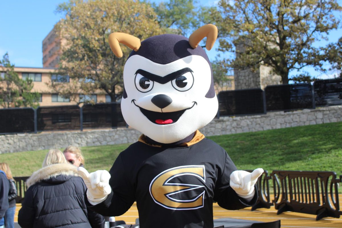 Corky shows off his new suit during the Homecoming football game against Northwest Missouri on Nov. 1